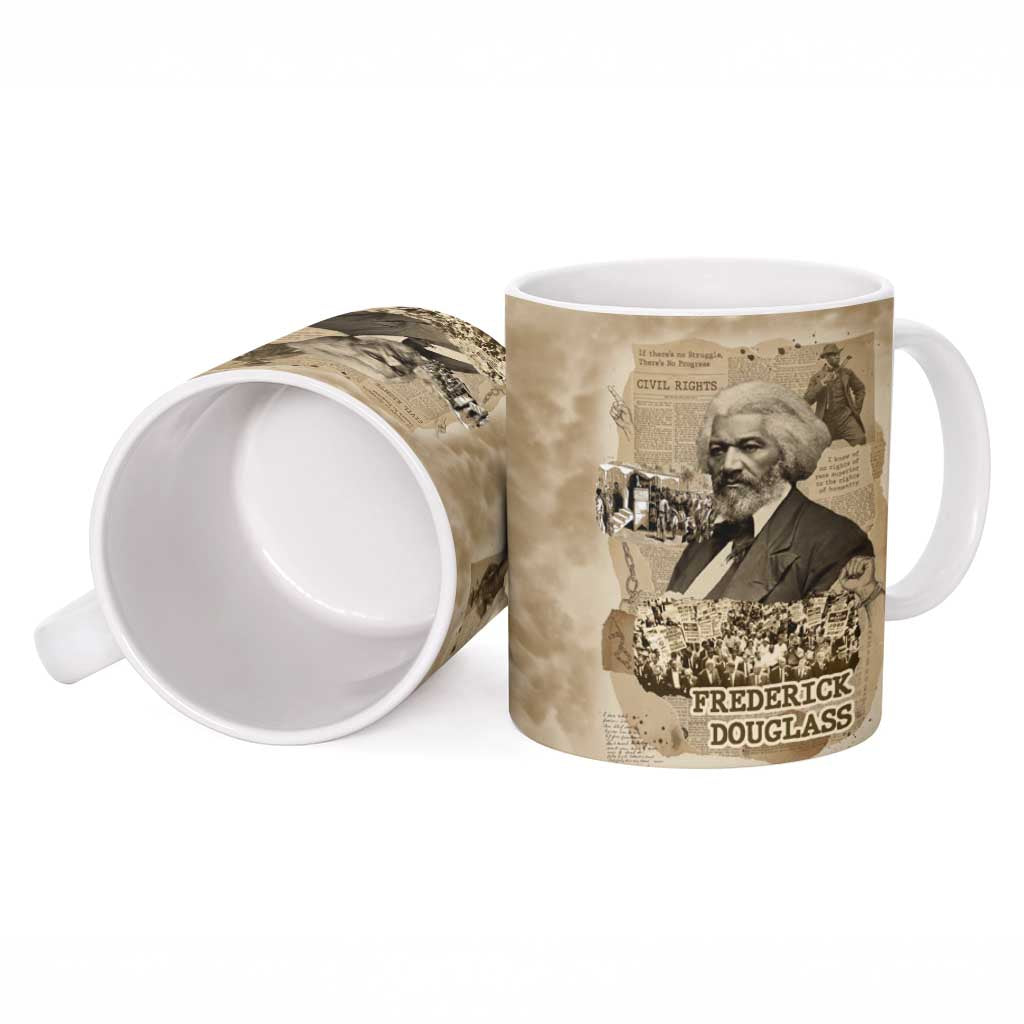 Frederick Douglass Ceramic Mug Sepia Newspaper Collage Civil Rights March Historic Quote Design - Wonder Print Shop