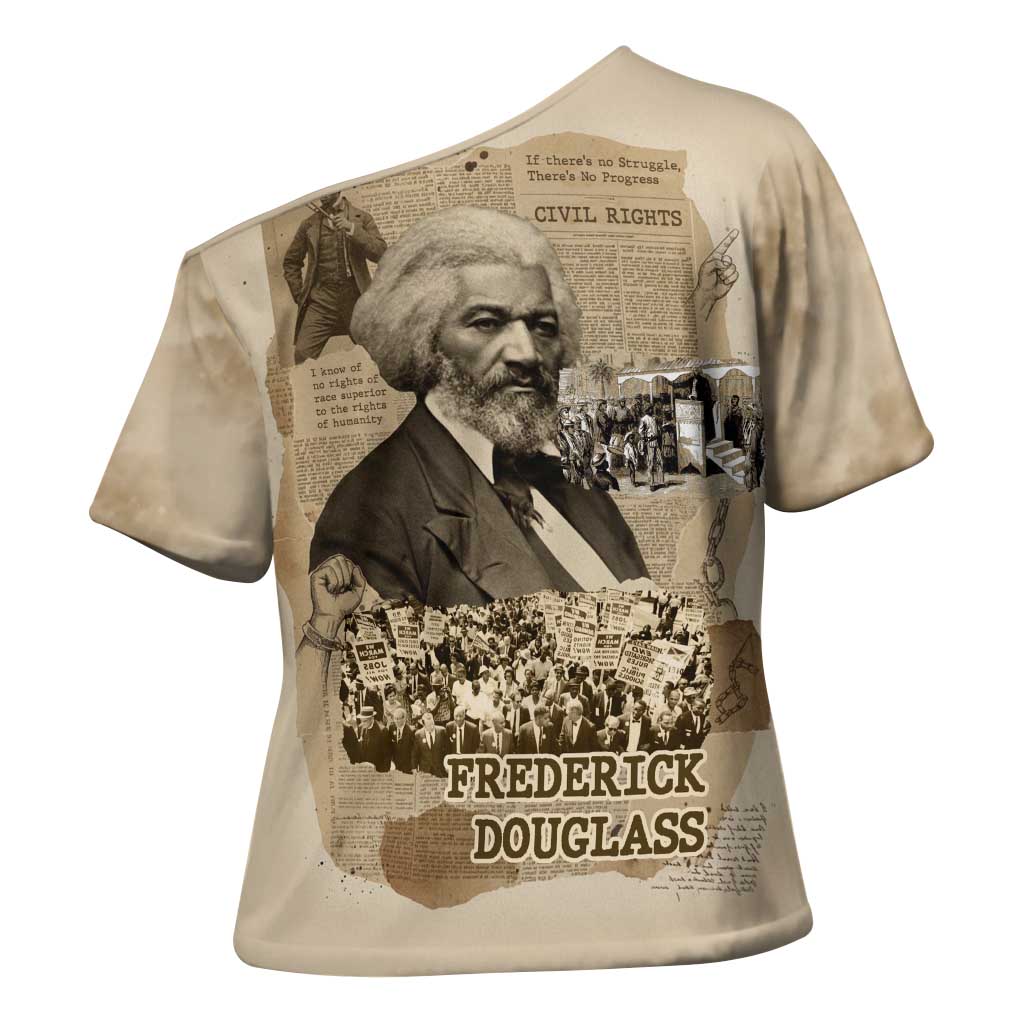 Frederick Douglass Cross Shoulder Shirt Sepia Newspaper Collage Civil Rights March Historic Quote Design - Wonder Print Shop