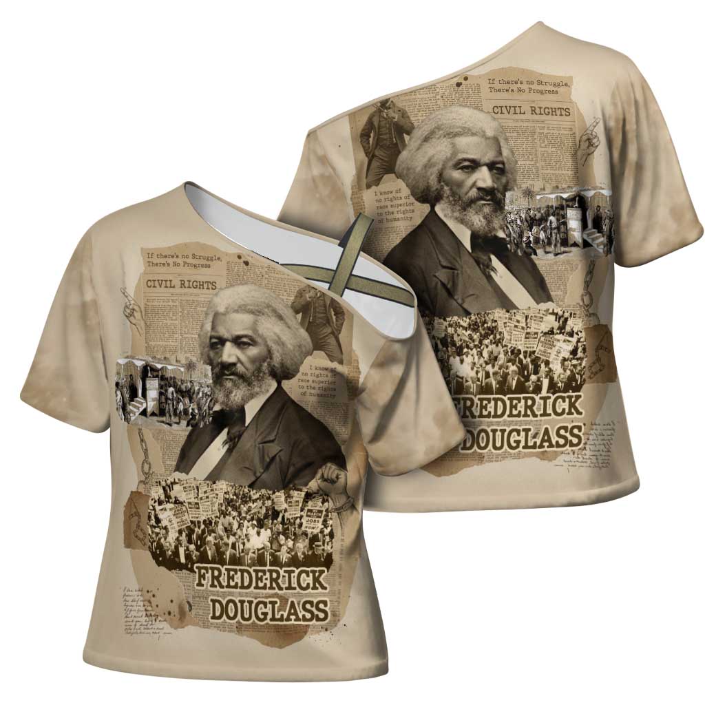 Frederick Douglass Cross Shoulder Shirt Sepia Newspaper Collage Civil Rights March Historic Quote Design - Wonder Print Shop