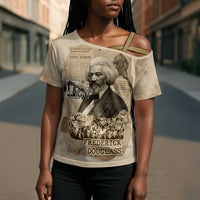 Frederick Douglass Cross Shoulder Shirt Sepia Newspaper Collage Civil Rights March Historic Quote Design - Wonder Print Shop