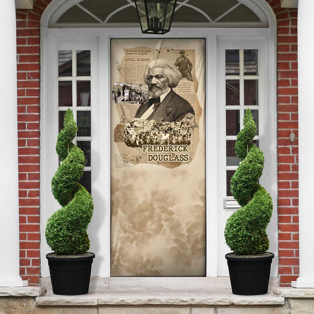 Frederick Douglass Door Cover Sepia Newspaper Collage Civil Rights March Historic Quote Design - Wonder Print Shop