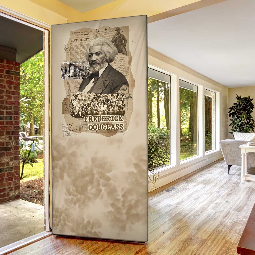 Frederick Douglass Door Cover Sepia Newspaper Collage Civil Rights March Historic Quote Design - Wonder Print Shop