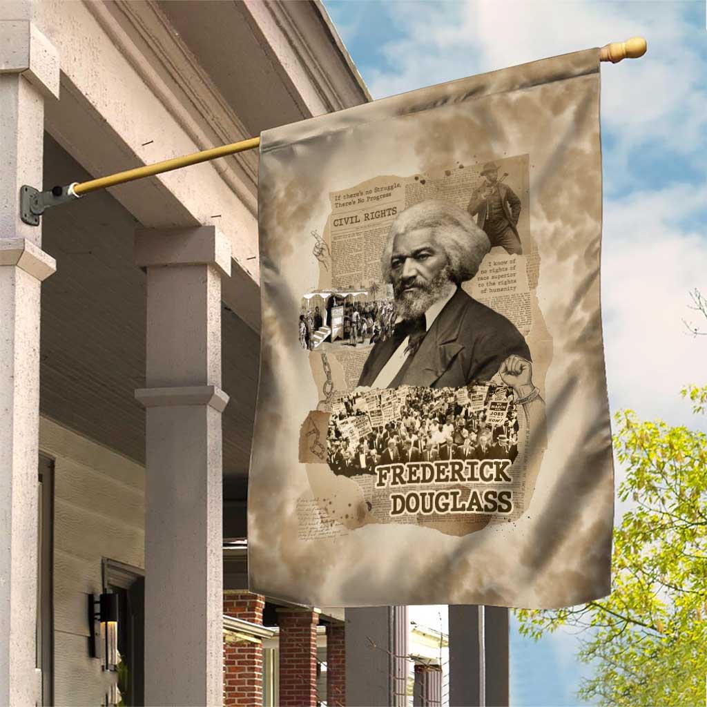 Frederick Douglass Garden Flag Sepia Newspaper Collage Civil Rights March Historic Quote Design - Wonder Print Shop