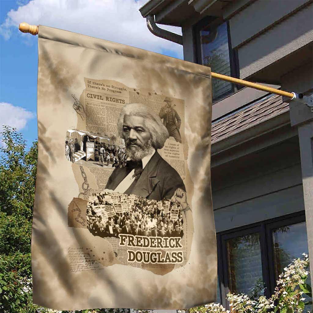 Frederick Douglass Garden Flag Sepia Newspaper Collage Civil Rights March Historic Quote Design - Wonder Print Shop
