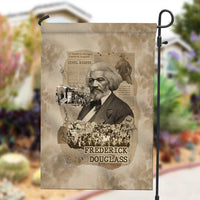 Frederick Douglass Garden Flag Sepia Newspaper Collage Civil Rights March Historic Quote Design - Wonder Print Shop