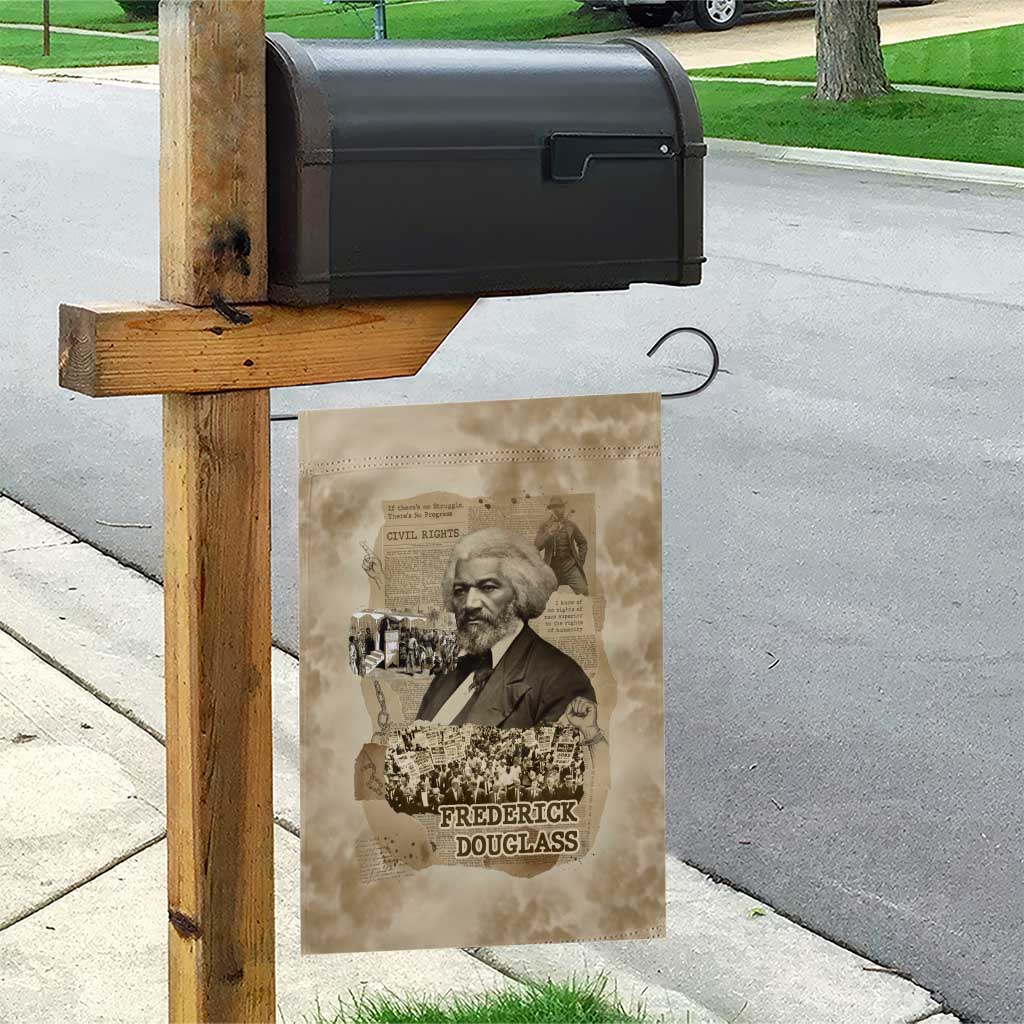 Frederick Douglass Garden Flag Sepia Newspaper Collage Civil Rights March Historic Quote Design - Wonder Print Shop