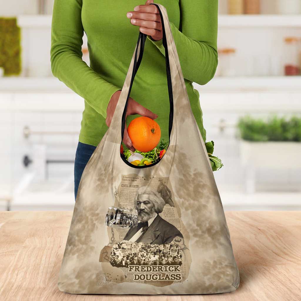 Frederick Douglass Grocery Bag Sepia Newspaper Collage Civil Rights March Historic Quote Design - Wonder Print Shop