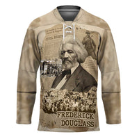 Frederick Douglass Hockey Jersey Sepia Newspaper Collage Civil Rights March Historic Quote Design - Wonder Print Shop