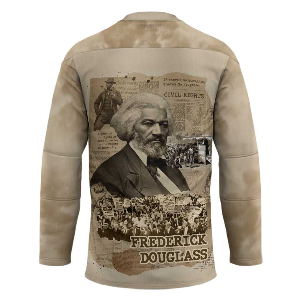Frederick Douglass Hockey Jersey Sepia Newspaper Collage Civil Rights March Historic Quote Design - Wonder Print Shop