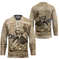 Frederick Douglass Hockey Jersey Sepia Newspaper Collage Civil Rights March Historic Quote Design - Wonder Print Shop