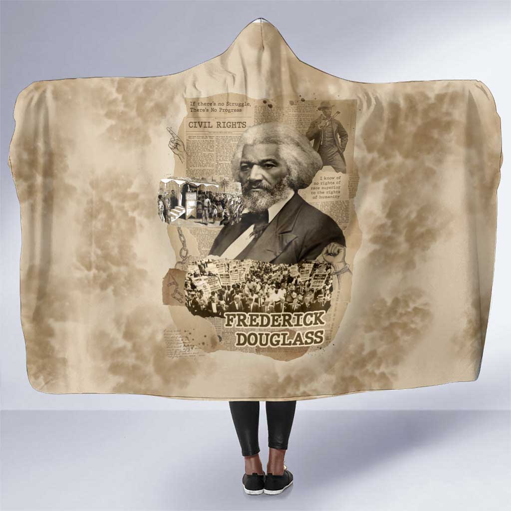 Frederick Douglass Hooded Blanket Sepia Newspaper Collage Civil Rights March Historic Quote Design - Wonder Print Shop