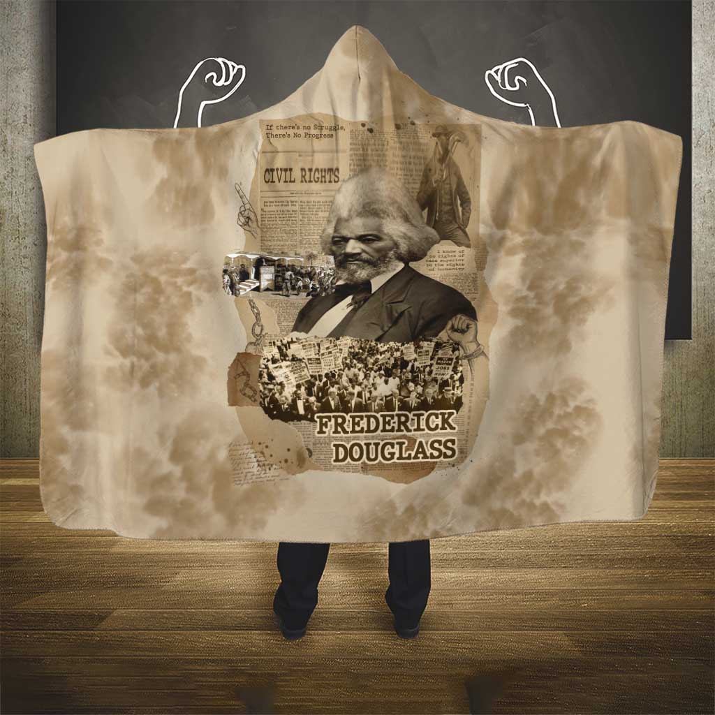 Frederick Douglass Hooded Blanket Sepia Newspaper Collage Civil Rights March Historic Quote Design - Wonder Print Shop