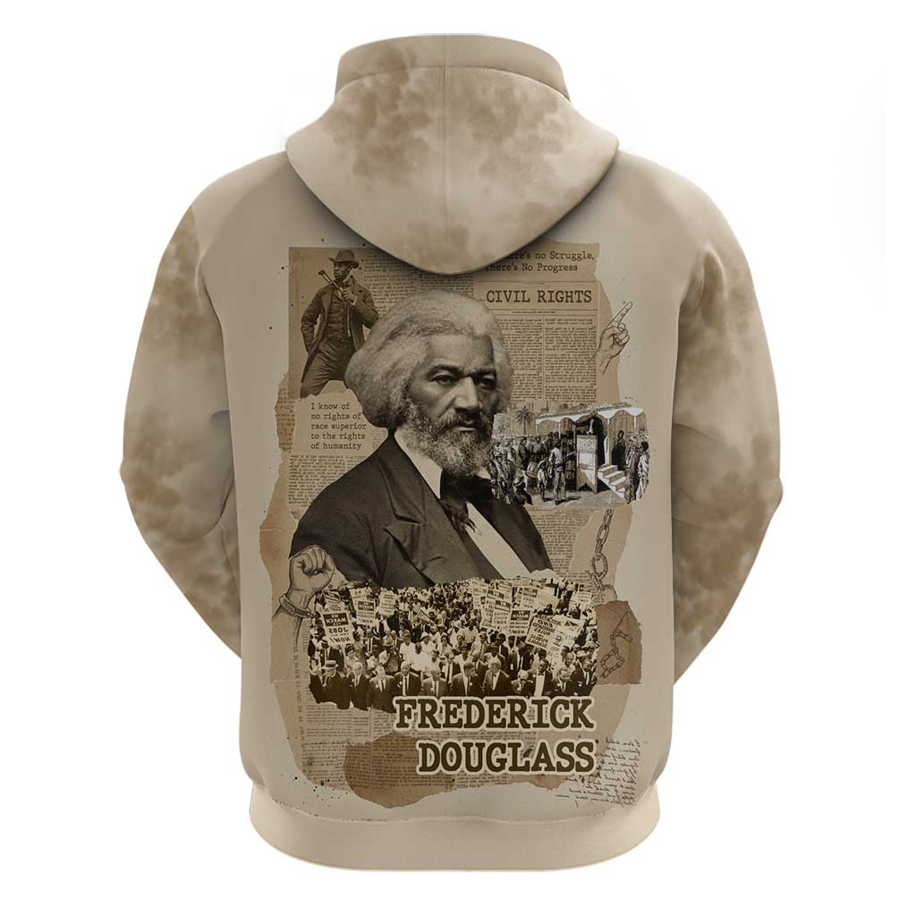 Frederick Douglass Hoodie Sepia Newspaper Collage Civil Rights March Historic Quote Design - Wonder Print Shop