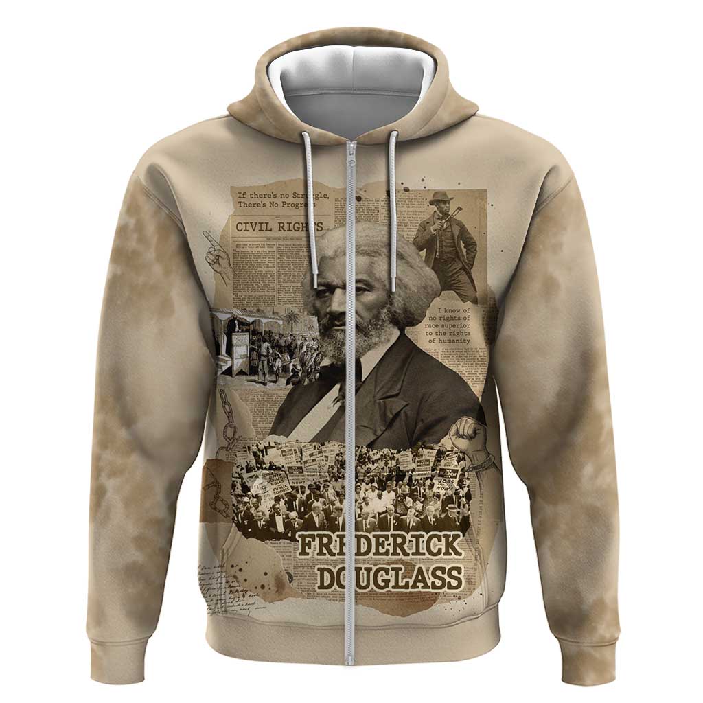 Frederick Douglass Hoodie Sepia Newspaper Collage Civil Rights March Historic Quote Design - Wonder Print Shop