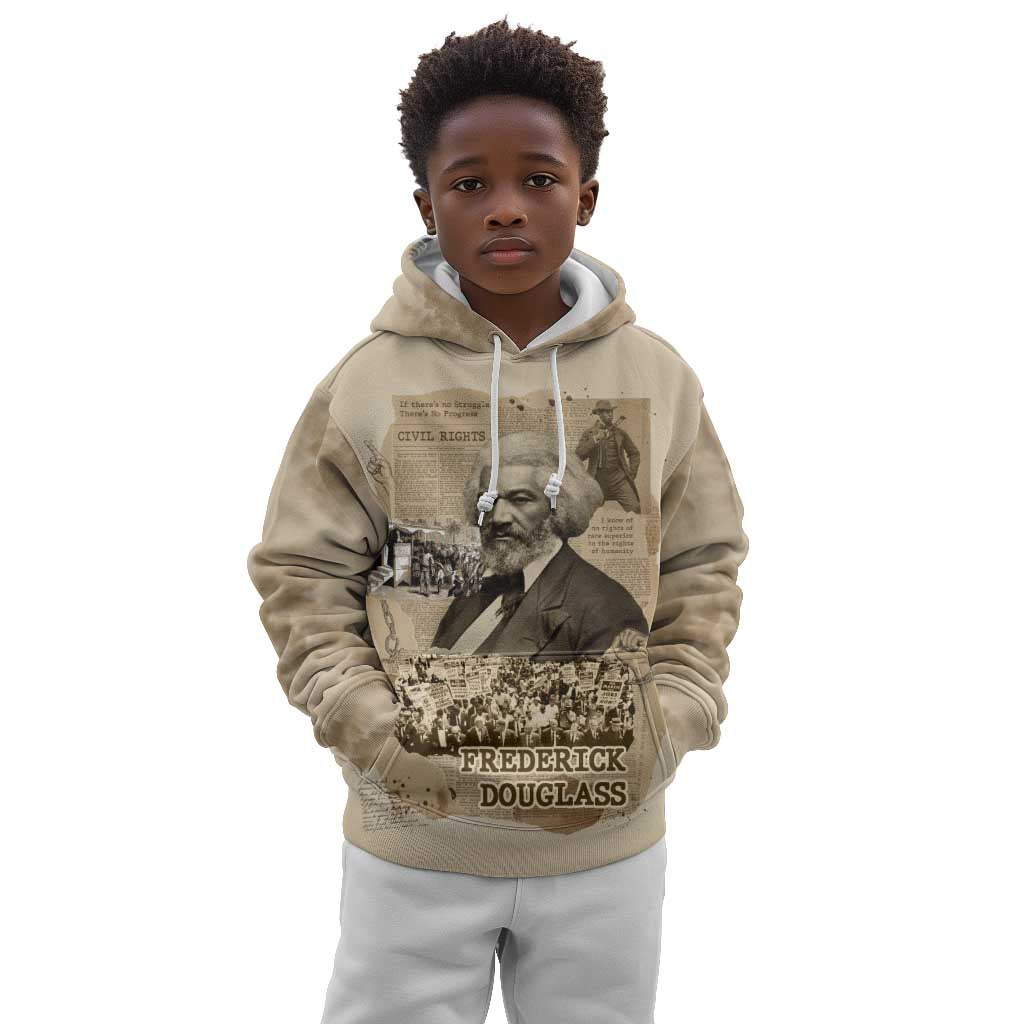 Frederick Douglass Kid Hoodie Sepia Newspaper Collage Civil Rights March Historic Quote Design - Wonder Print Shop