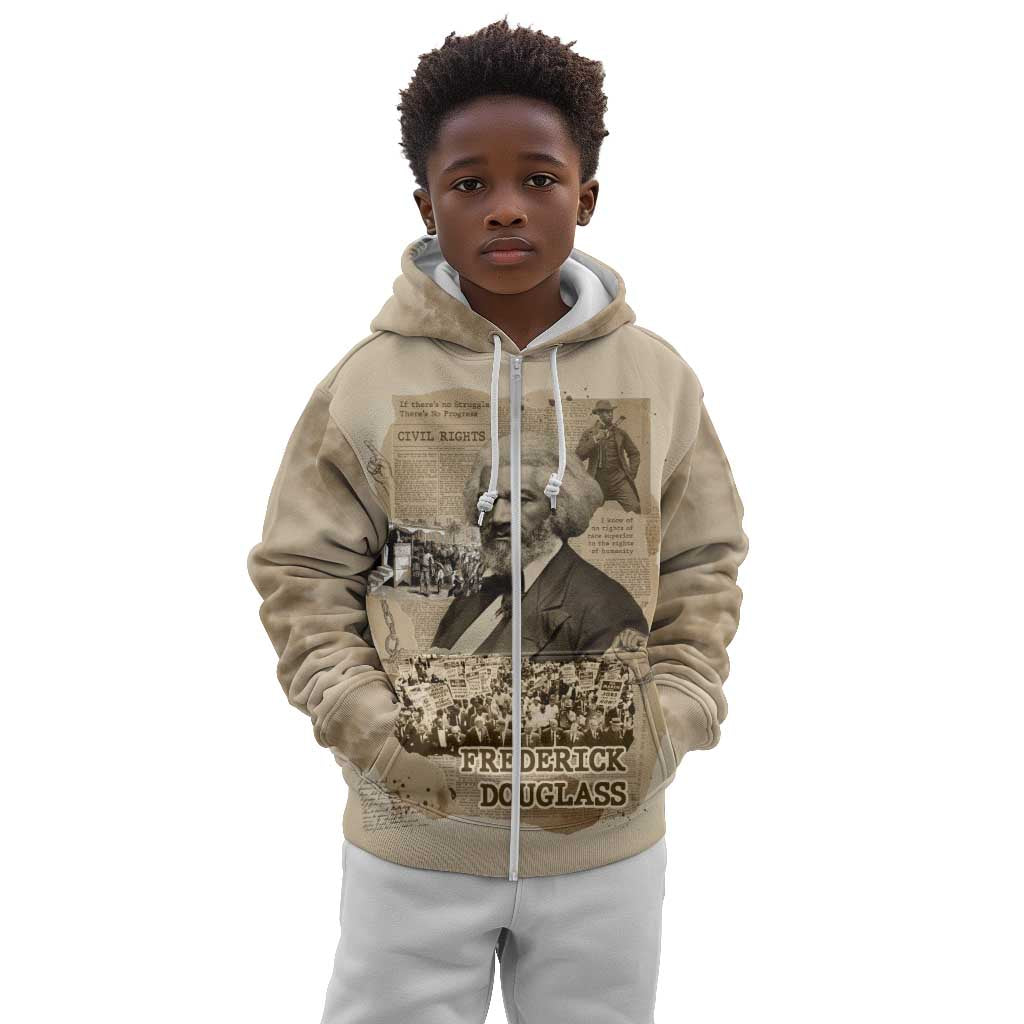 Frederick Douglass Kid Hoodie Sepia Newspaper Collage Civil Rights March Historic Quote Design - Wonder Print Shop