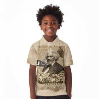 Frederick Douglass Kid Polo Shirt Sepia Newspaper Collage Civil Rights March Historic Quote Design TS04