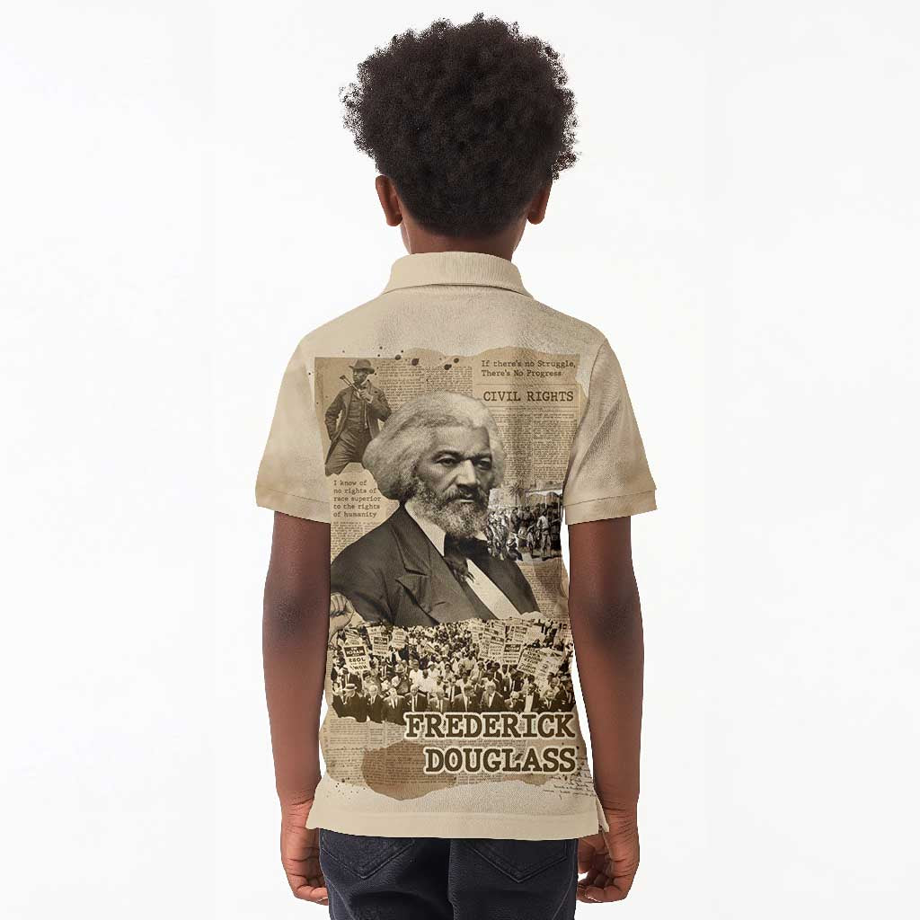Frederick Douglass Kid Polo Shirt Sepia Newspaper Collage Civil Rights March Historic Quote Design TS04