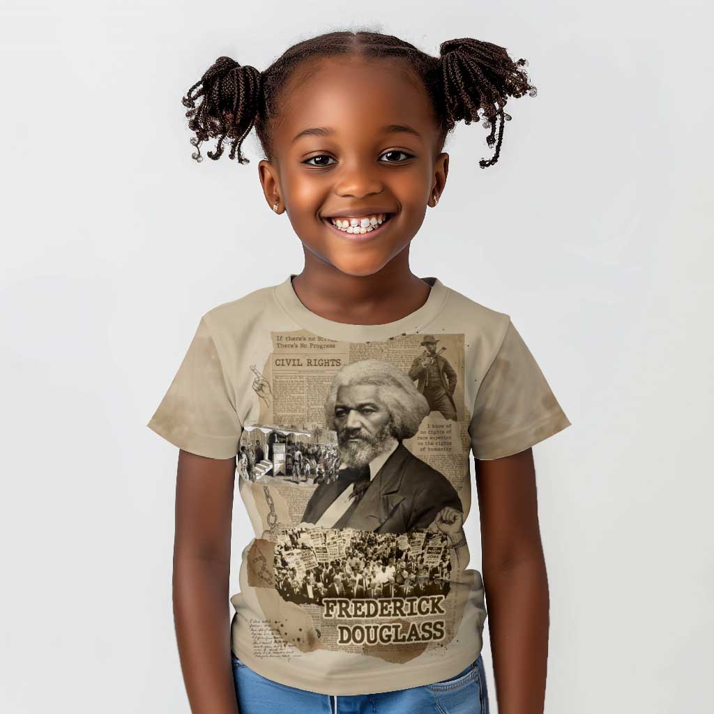 Frederick Douglass Kid T shirt Sepia Newspaper Collage Civil Rights March Historic Quote Design TS04