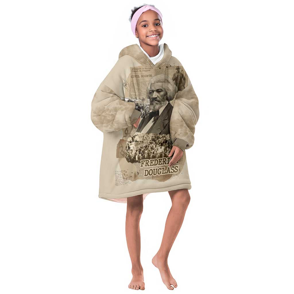 Frederick Douglass Kid Wearable Blanket Hoodie Sepia Newspaper Collage Civil Rights March Historic Quote Design - Wonder Print Shop