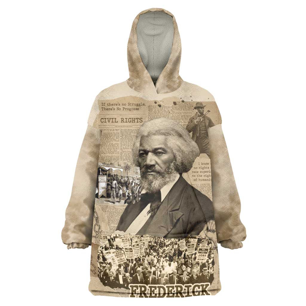 Frederick Douglass Kid Wearable Blanket Hoodie Sepia Newspaper Collage Civil Rights March Historic Quote Design - Wonder Print Shop