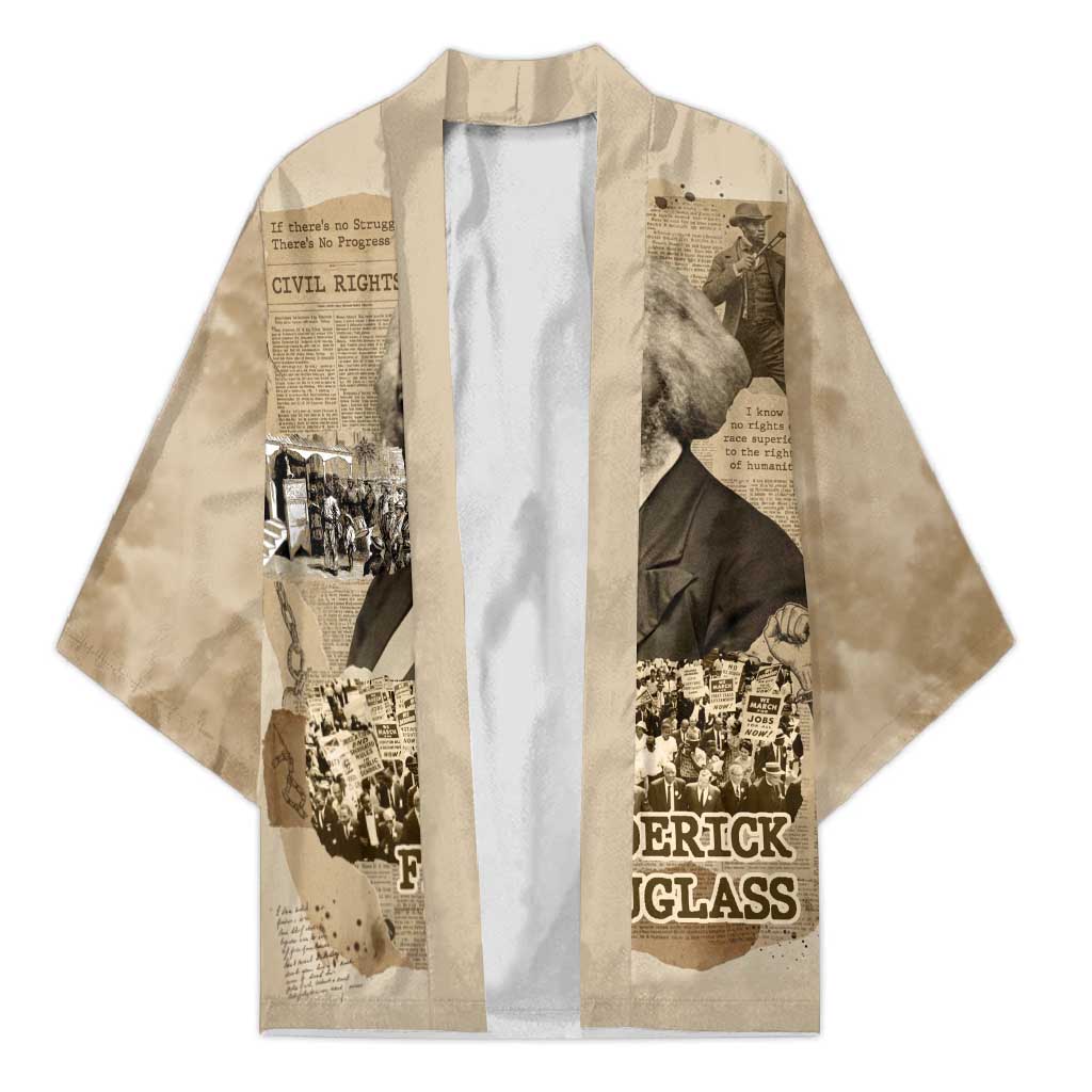 Frederick Douglass Kimono Sepia Newspaper Collage Civil Rights March Historic Quote Design - Wonder Print Shop
