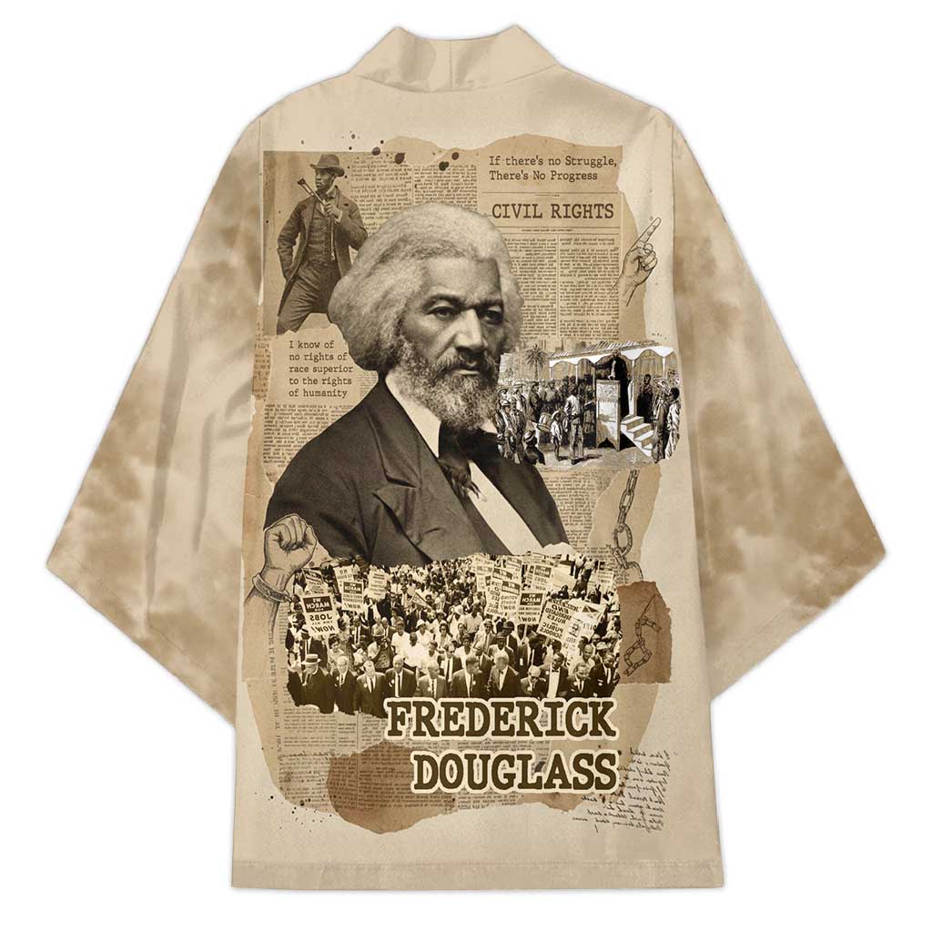 Frederick Douglass Kimono Sepia Newspaper Collage Civil Rights March Historic Quote Design - Wonder Print Shop