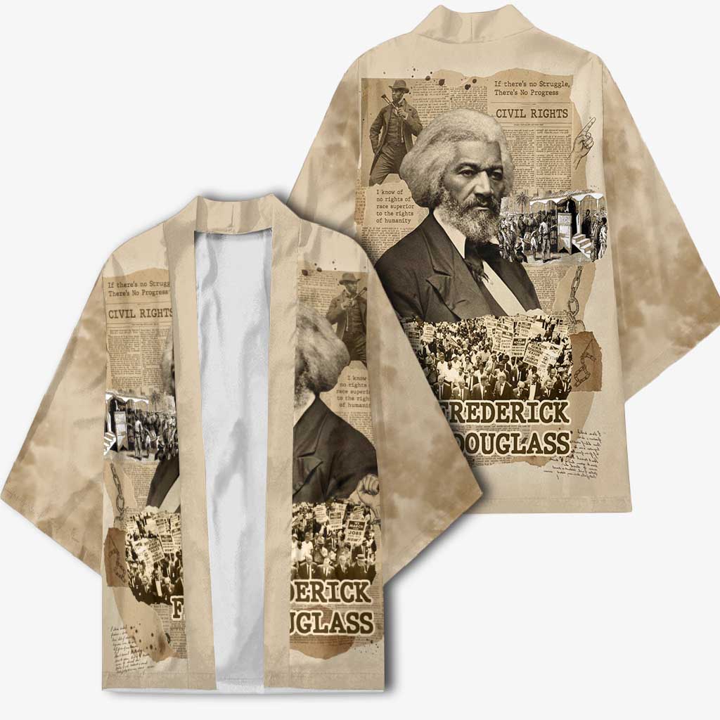 Frederick Douglass Kimono Sepia Newspaper Collage Civil Rights March Historic Quote Design - Wonder Print Shop