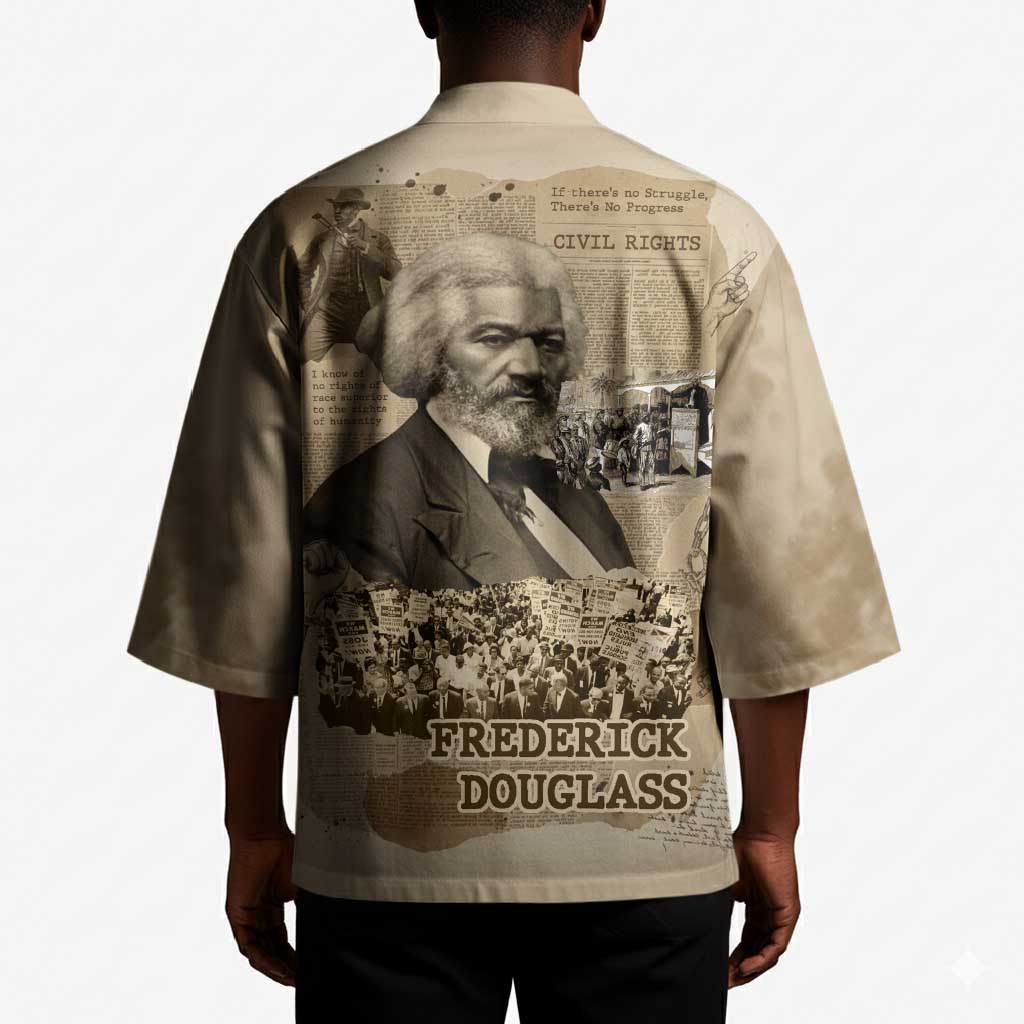 Frederick Douglass Kimono Sepia Newspaper Collage Civil Rights March Historic Quote Design - Wonder Print Shop