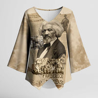 Frederick Douglass Kimono Sleeve Blouse Sepia Newspaper Collage Civil Rights March Historic Quote Design - Wonder Print Shop