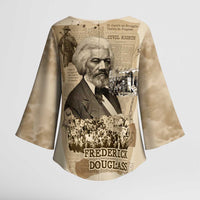 Frederick Douglass Kimono Sleeve Blouse Sepia Newspaper Collage Civil Rights March Historic Quote Design - Wonder Print Shop