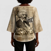 Frederick Douglass Kimono Sleeve Blouse Sepia Newspaper Collage Civil Rights March Historic Quote Design - Wonder Print Shop