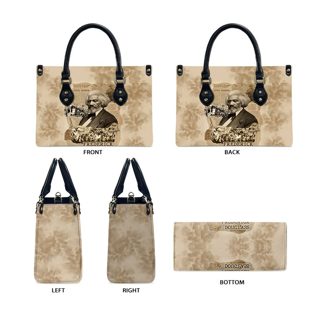 Frederick Douglass Leather Bag Sepia Newspaper Collage Civil Rights March Historic Quote Design - Wonder Print Shop