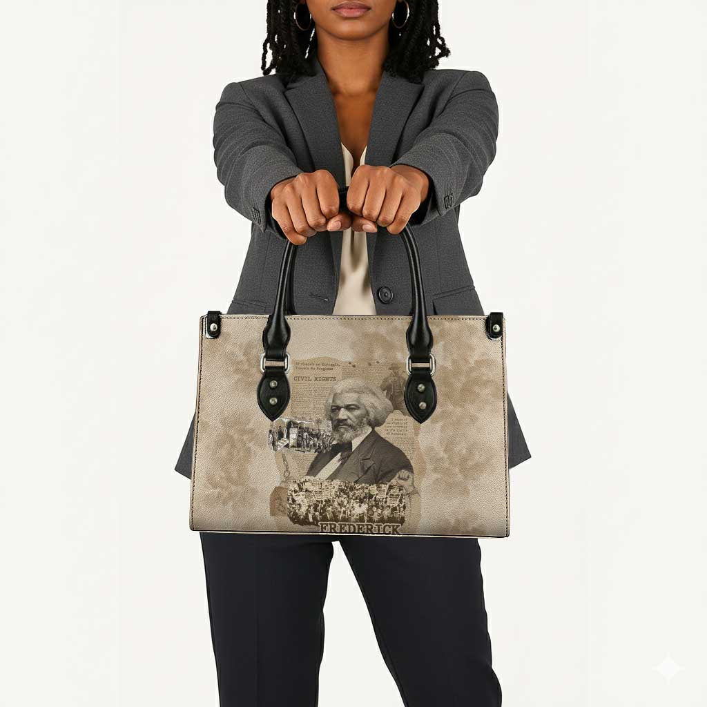 Frederick Douglass Leather Bag Sepia Newspaper Collage Civil Rights March Historic Quote Design - Wonder Print Shop