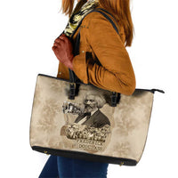 Frederick Douglass Leather Tote Bag Sepia Newspaper Collage Civil Rights March Historic Quote Design - Wonder Print Shop