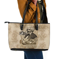 Frederick Douglass Leather Tote Bag Sepia Newspaper Collage Civil Rights March Historic Quote Design - Wonder Print Shop