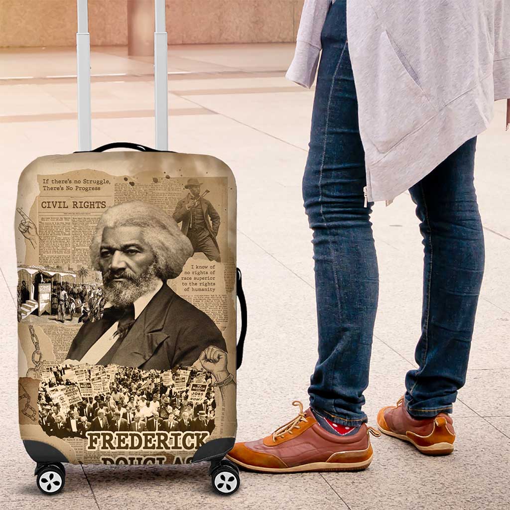 Frederick Douglass Luggage Cover Sepia Newspaper Collage Civil Rights March Historic Quote Design - Wonder Print Shop