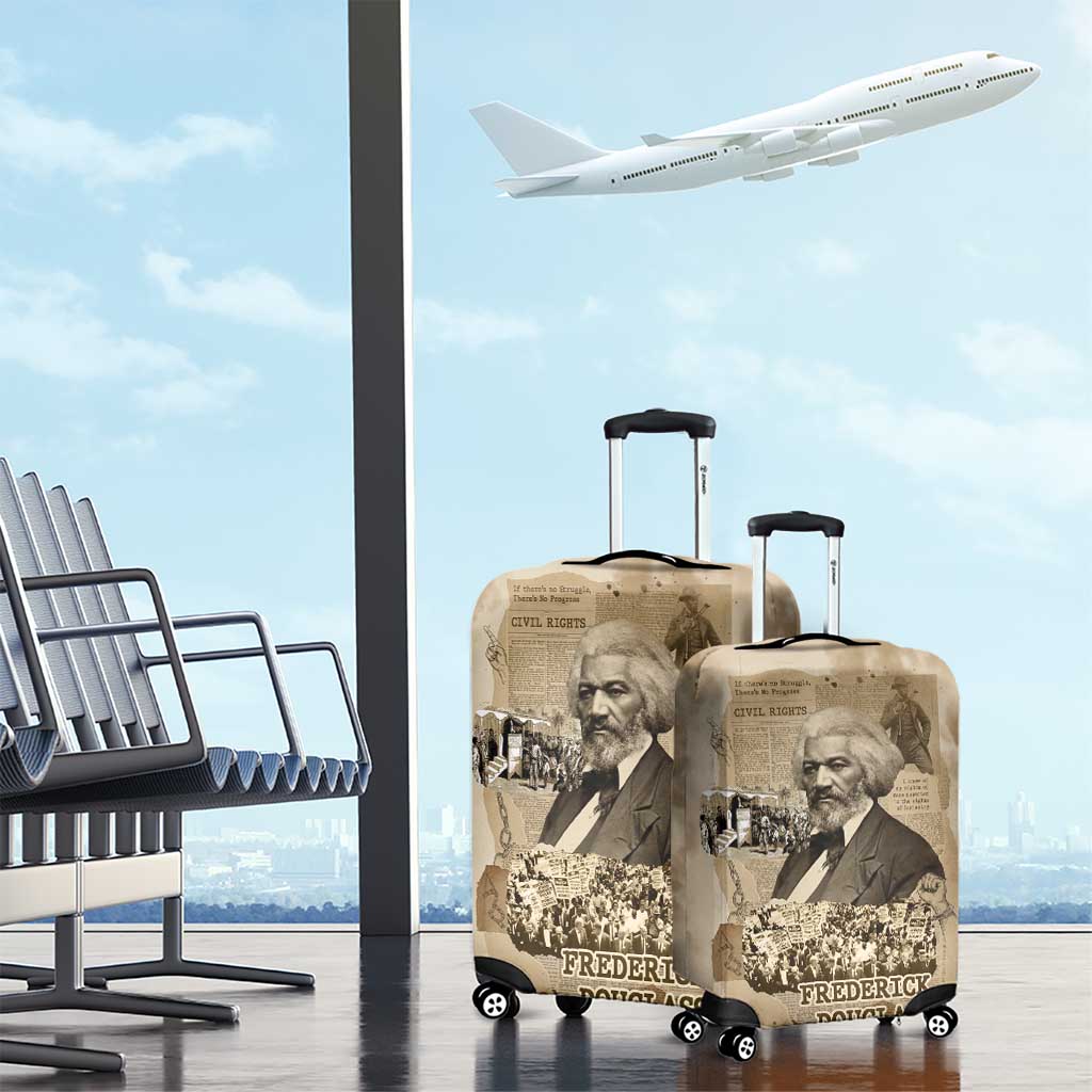Frederick Douglass Luggage Cover Sepia Newspaper Collage Civil Rights March Historic Quote Design - Wonder Print Shop