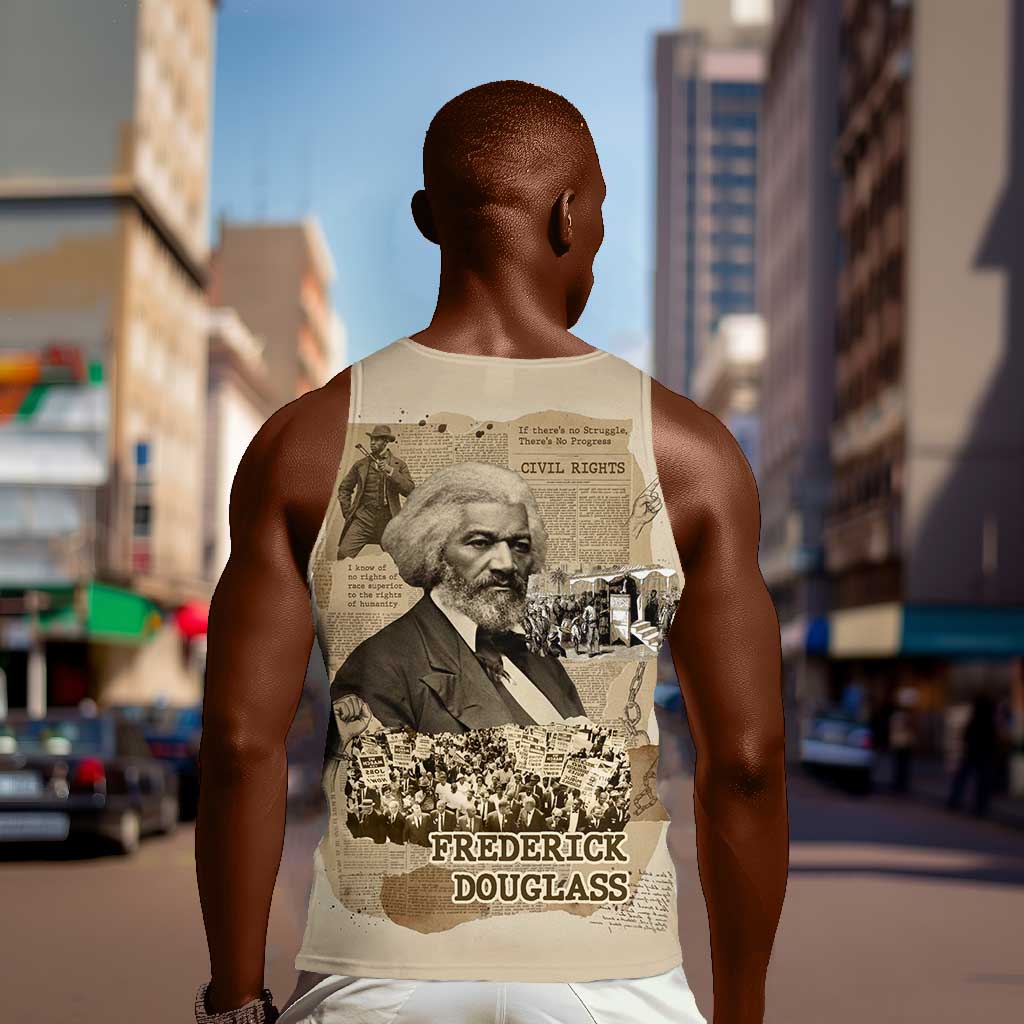 Frederick Douglass Men Tank Top Sepia Newspaper Collage Civil Rights March Historic Quote Design - Wonder Print Shop