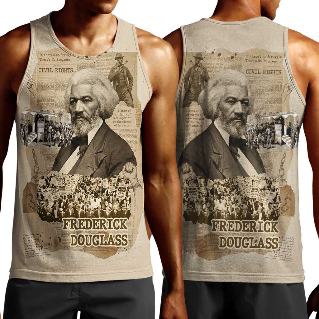 Frederick Douglass Men Tank Top Sepia Newspaper Collage Civil Rights March Historic Quote Design - Wonder Print Shop