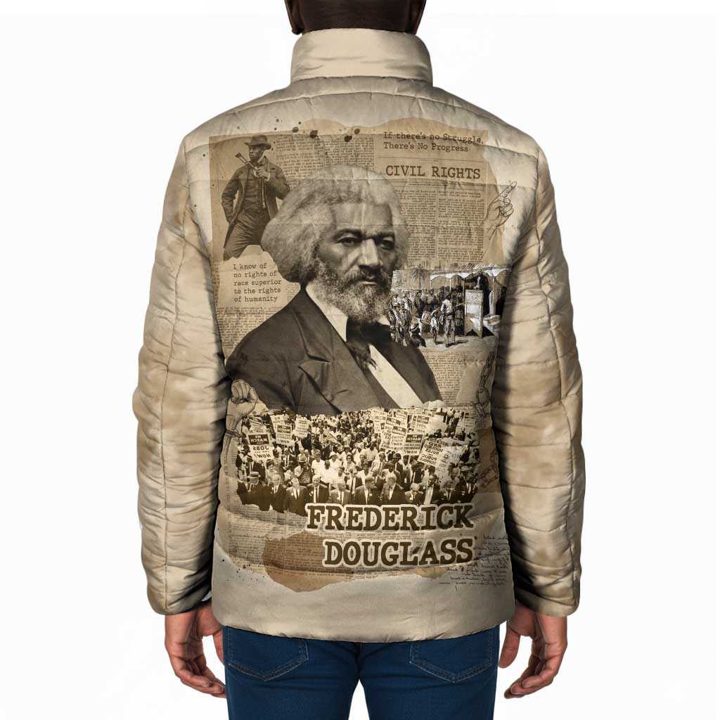 Frederick Douglass Padded Jacket Sepia Newspaper Collage Civil Rights March Historic Quote Design - Wonder Print Shop