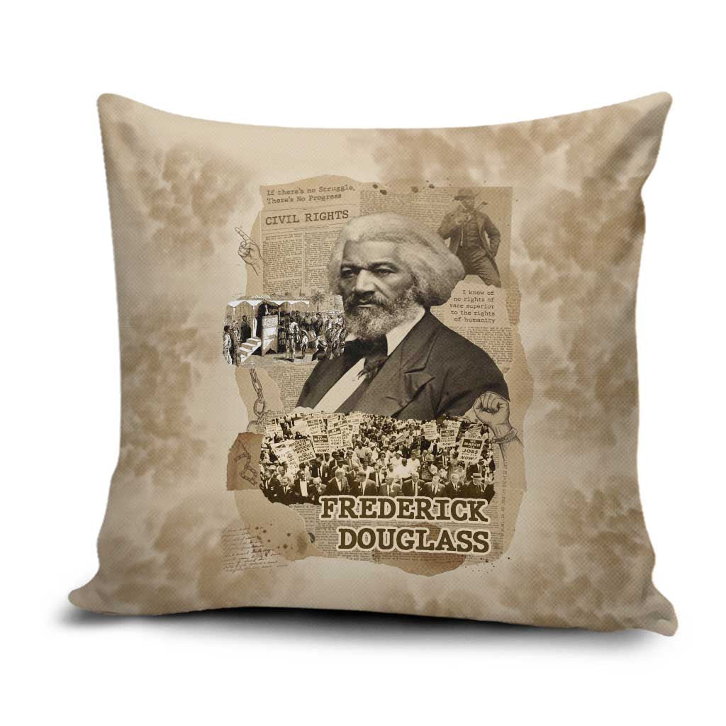 Frederick Douglass Pillow Cover Sepia Newspaper Collage Civil Rights March Historic Quote Design - Wonder Print Shop