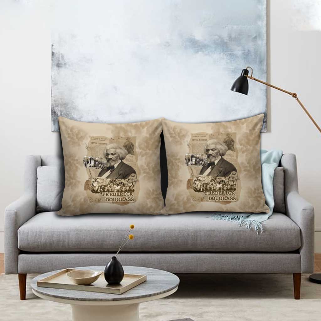 Frederick Douglass Pillow Cover Sepia Newspaper Collage Civil Rights March Historic Quote Design - Wonder Print Shop