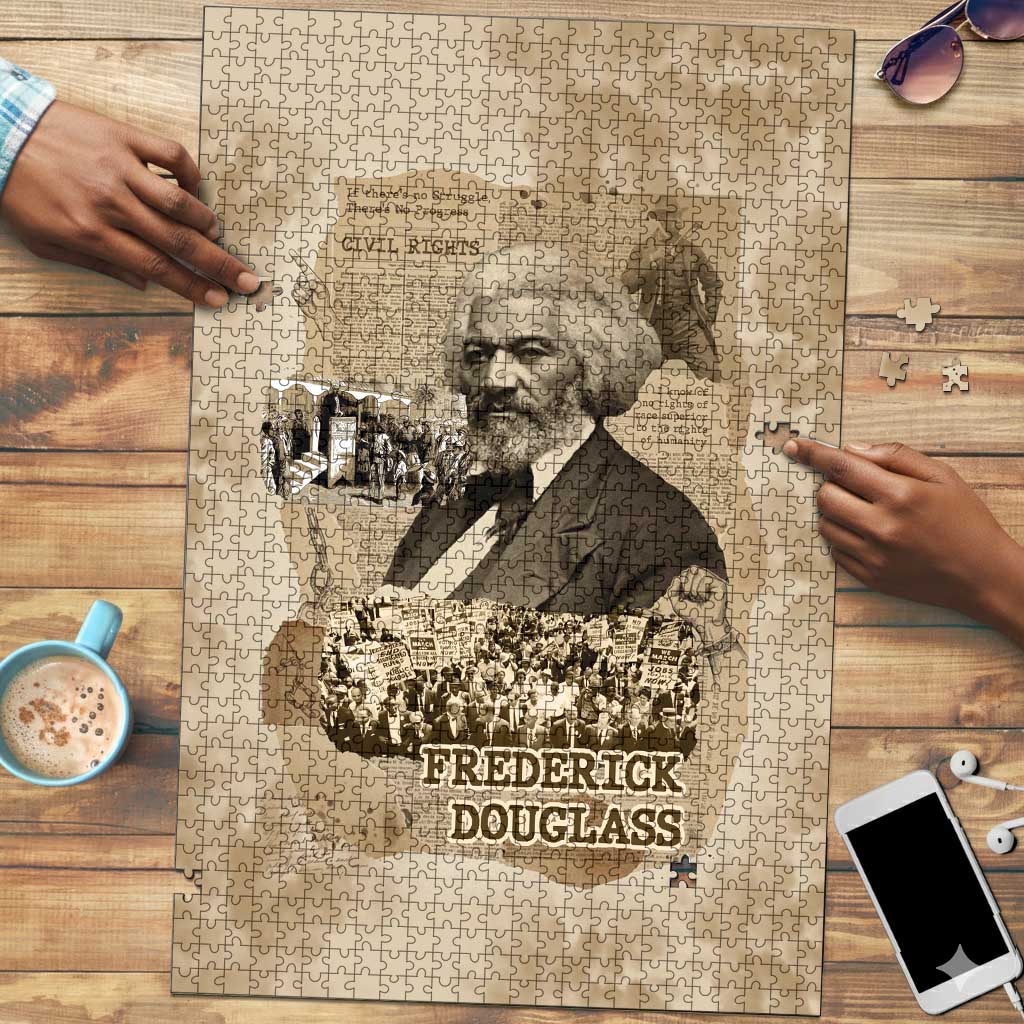 Frederick Douglass Puzzle Sepia Newspaper Collage Civil Rights March Historic Quote Design - Wonder Print Shop