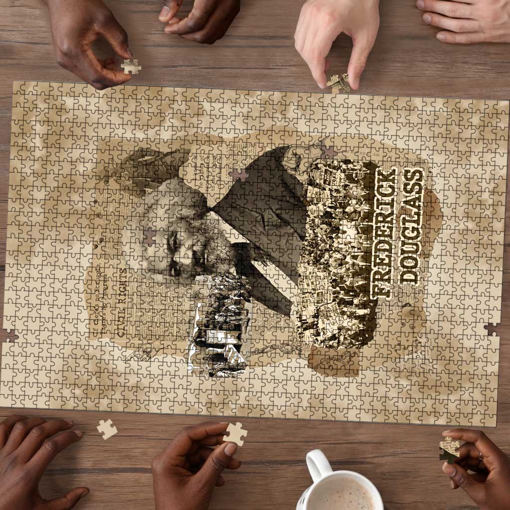 Frederick Douglass Puzzle Sepia Newspaper Collage Civil Rights March Historic Quote Design - Wonder Print Shop