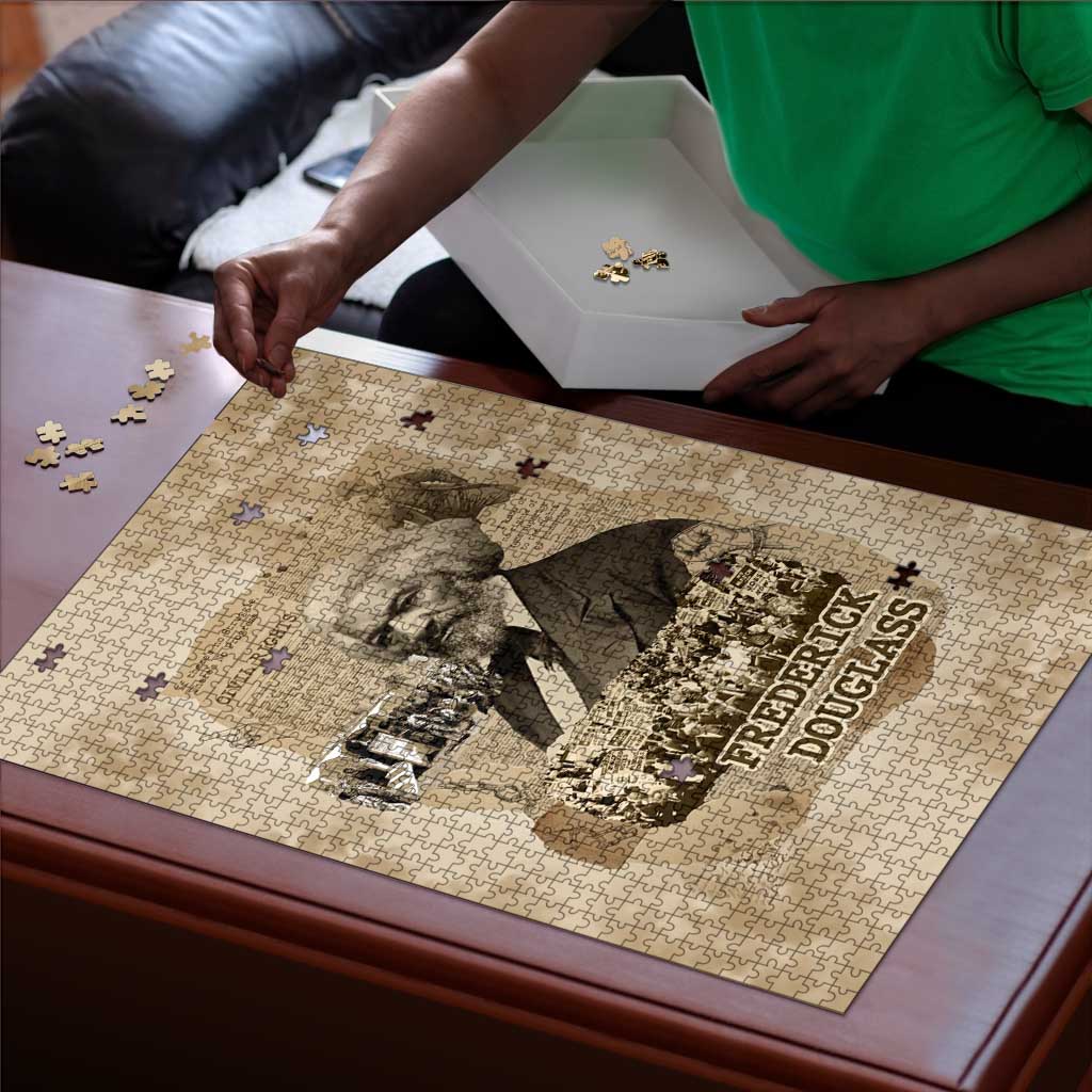 Frederick Douglass Puzzle Sepia Newspaper Collage Civil Rights March Historic Quote Design - Wonder Print Shop