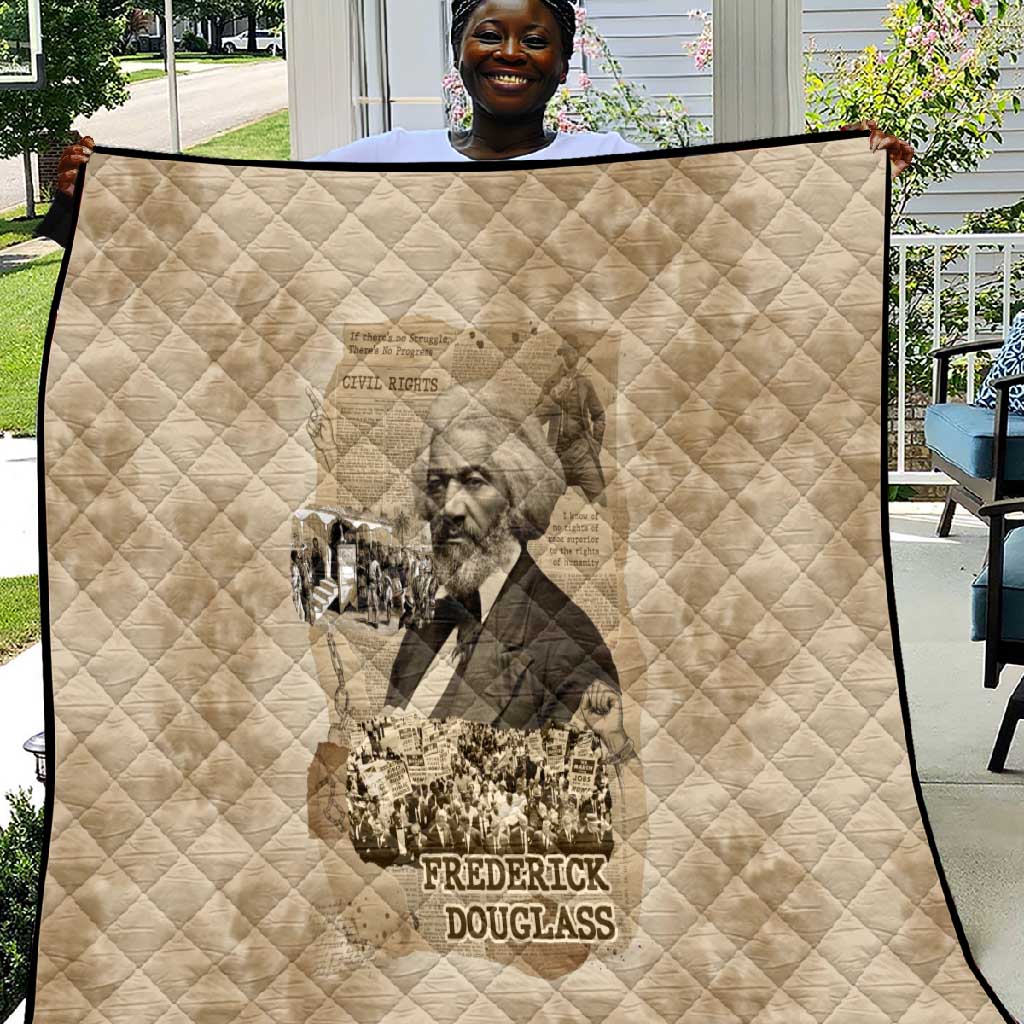Frederick Douglass Quilt Sepia Newspaper Collage Civil Rights March Historic Quote Design - Wonder Print Shop