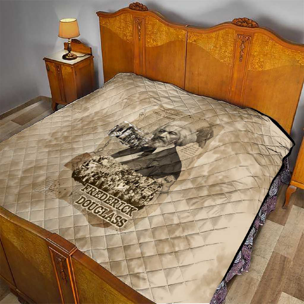 Frederick Douglass Quilt Sepia Newspaper Collage Civil Rights March Historic Quote Design - Wonder Print Shop