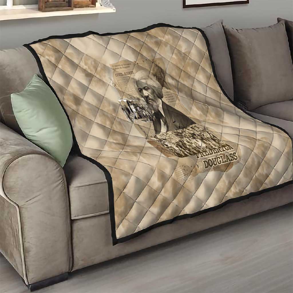 Frederick Douglass Quilt Sepia Newspaper Collage Civil Rights March Historic Quote Design - Wonder Print Shop