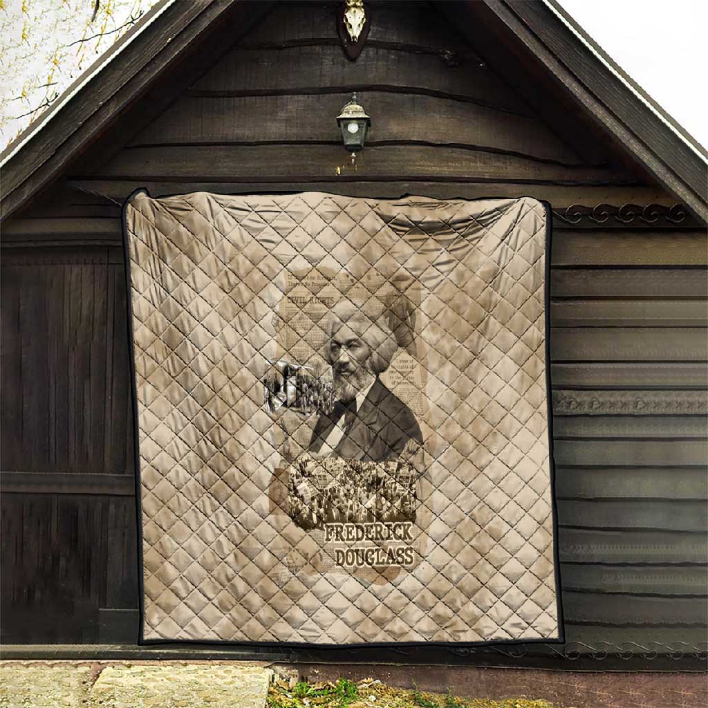 Frederick Douglass Quilt Sepia Newspaper Collage Civil Rights March Historic Quote Design - Wonder Print Shop